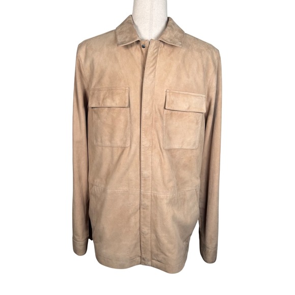 Peter Millar Crown Crafted Suede Jacket Mens S Sand Featherweight Leather Luxury